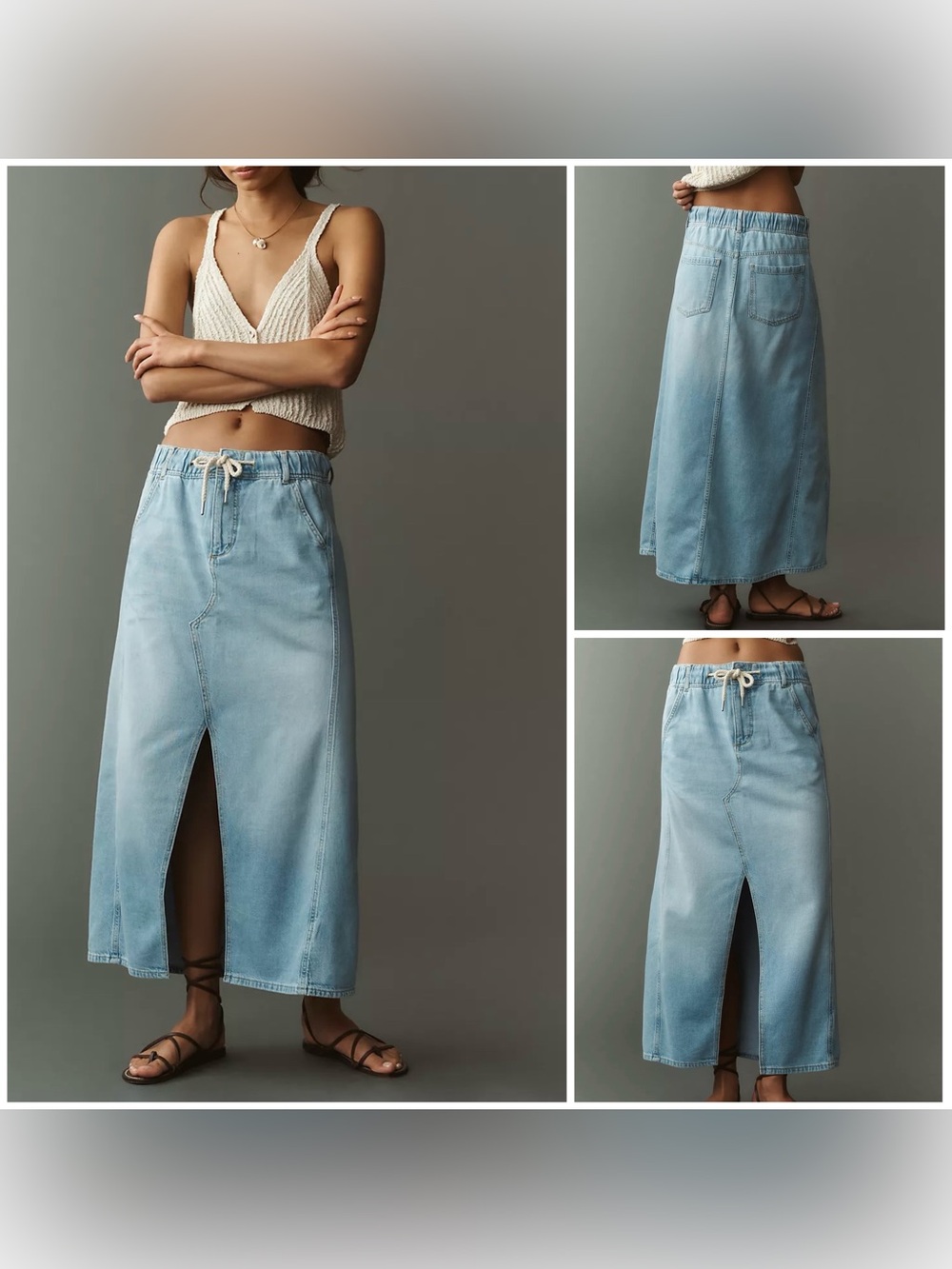 NWT Anthropologie Pilcro Adi Maxi Skirt - denim light blue - XS